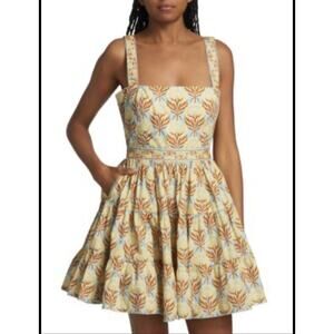 Agua by Agua Bendita Lima Tiered Embroidred Mini Dress